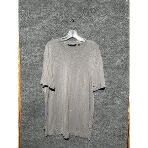 Travis Mathew Shirt Mens 2XL Gray V-Neck Slub Stretch Tee Casual Basic